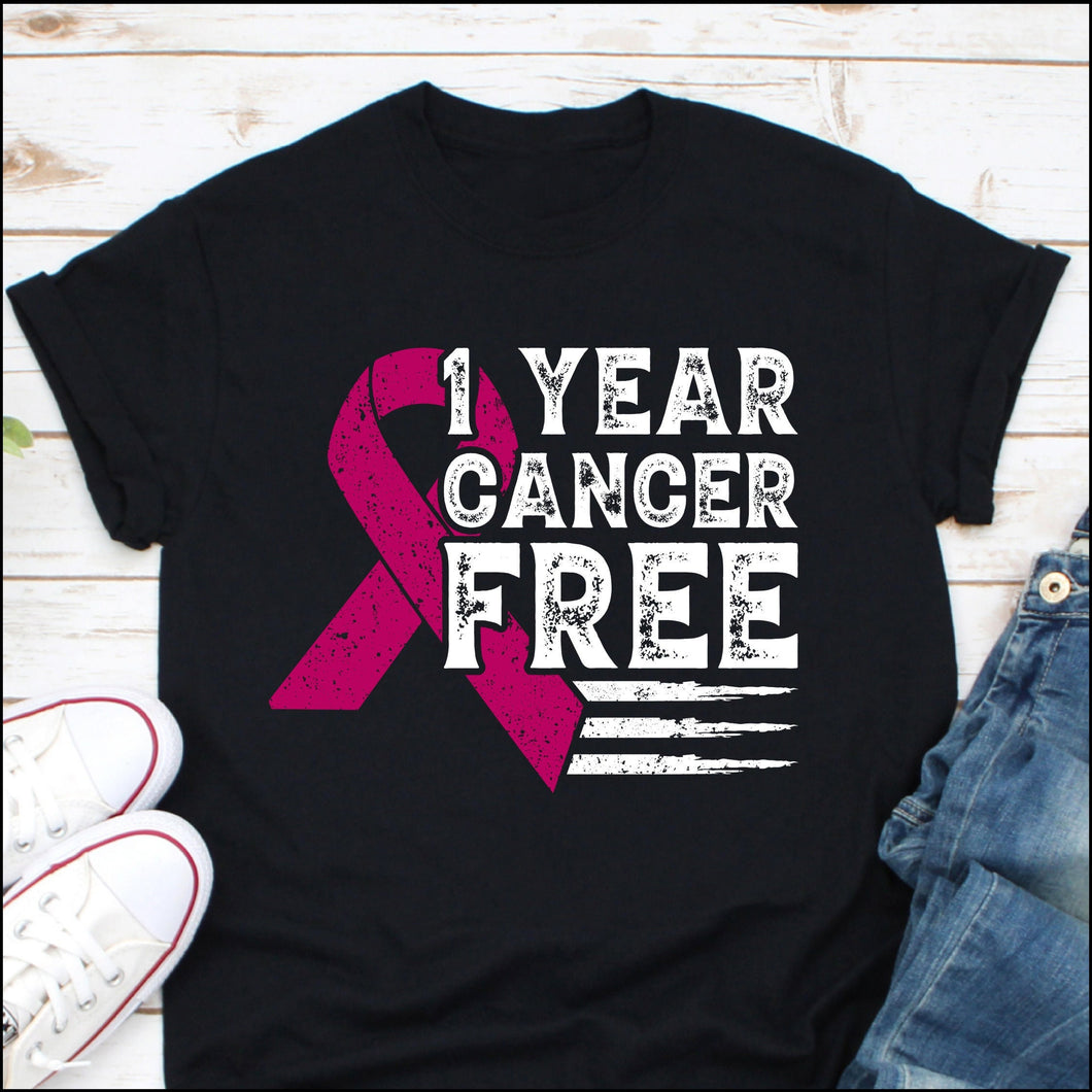 1 Year Breast Cancer Free Shirt, Breast Cancer Survivor Shirt, Against Cancer Breast Shirt