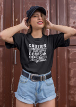 Load image into Gallery viewer, Caution This Person Likes To Talk About Cows Shirt, Cow Farmer Shirt, Cow Owner Shirt, Linear Cow Shirt
