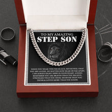 Load image into Gallery viewer, To My Amazing Step Son Necklace, Stepson Gift, Stepson Birthday Gift, Cuban Link Chain For Stepson
