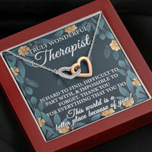 Load image into Gallery viewer, A Truly Wonderful Therapist Necklace, Occupational Therapist Goodbye Gift, Interlocking Heart For Physical Therapist
