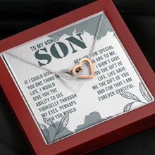 Load image into Gallery viewer, To My Bonus Son Necklace, Graduation Gifts For Bonus Son, Bonus Son Interlocking Heart Necklace
