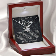 Load image into Gallery viewer, To My Marine Mom Love Necklace, Love Knot From Your Son, Gift For Military Mom, Marine Mom Jewelry

