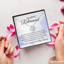 Load image into Gallery viewer, Happy Retirement Cheers To A Happy And Healthy Retirement Necklace, Happy Retirement Love Knot Necklace
