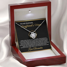 Load image into Gallery viewer, To My Badass Boyfriend&#39;s Mom Personalised Necklace, Silver Necklace Gift, Future Mother In Law Gift
