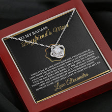 Load image into Gallery viewer, To My Badass Boyfriend&#39;s Mom Personalised Necklace, Silver Necklace Gift, Future Mother In Law Gift
