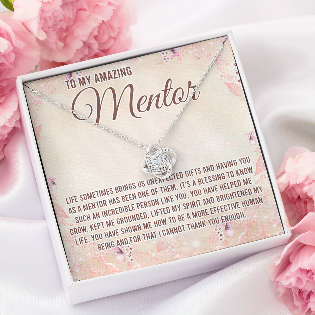 To My Amazing Mentor Necklace, Mentor Appreciation Gift Necklace, Love Knot Mentor