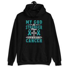 Load image into Gallery viewer, My God Is Stronger Than Ovarian Cancer Shirt, Ovarian Cancer Support Shirt, PCOS Awareness Shirt
