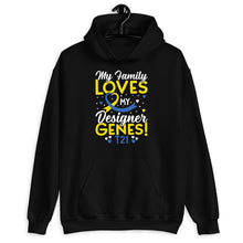 Load image into Gallery viewer, My Family Loves My Designer Genes T21 Shirt, Trisomy 21 Shirt, World Down Syndrome Awareness Shirt
