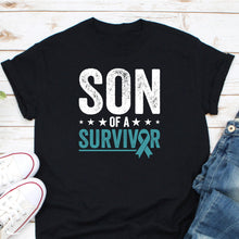 Load image into Gallery viewer, Son Of A Survivor Shirt, Ovarian Cancer Shirt, Ovarian Cancer Awareness Month Shirt, Ovarian Cancer Warrior Shirt
