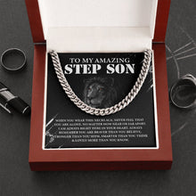 Load image into Gallery viewer, To My Amazing Step Son Necklace, Gift For Stepson On Adoption, Stepson Birthday Gift, Bonus Son Necklace Gift
