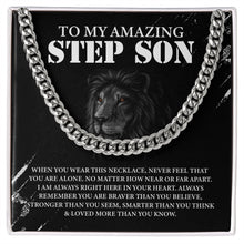 Load image into Gallery viewer, To My Amazing Step Son Necklace, Gift For Stepson On Adoption, Stepson Birthday Gift, Bonus Son Necklace Gift
