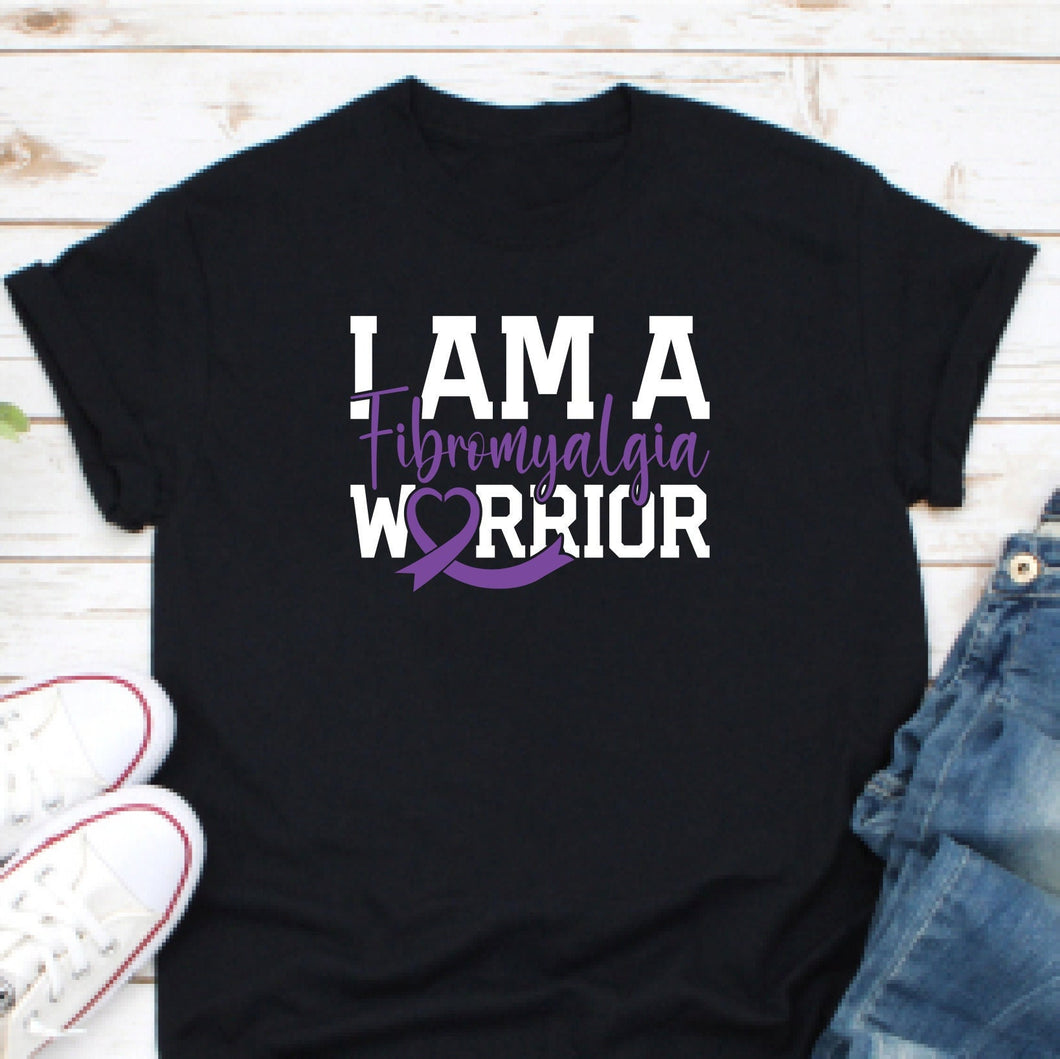 I Am A Fibromyalgia Warrior Shirt, Invisible Illness Shirt, Fibro Purple Ribbon Shirt, Chronic Fatigue Shirt