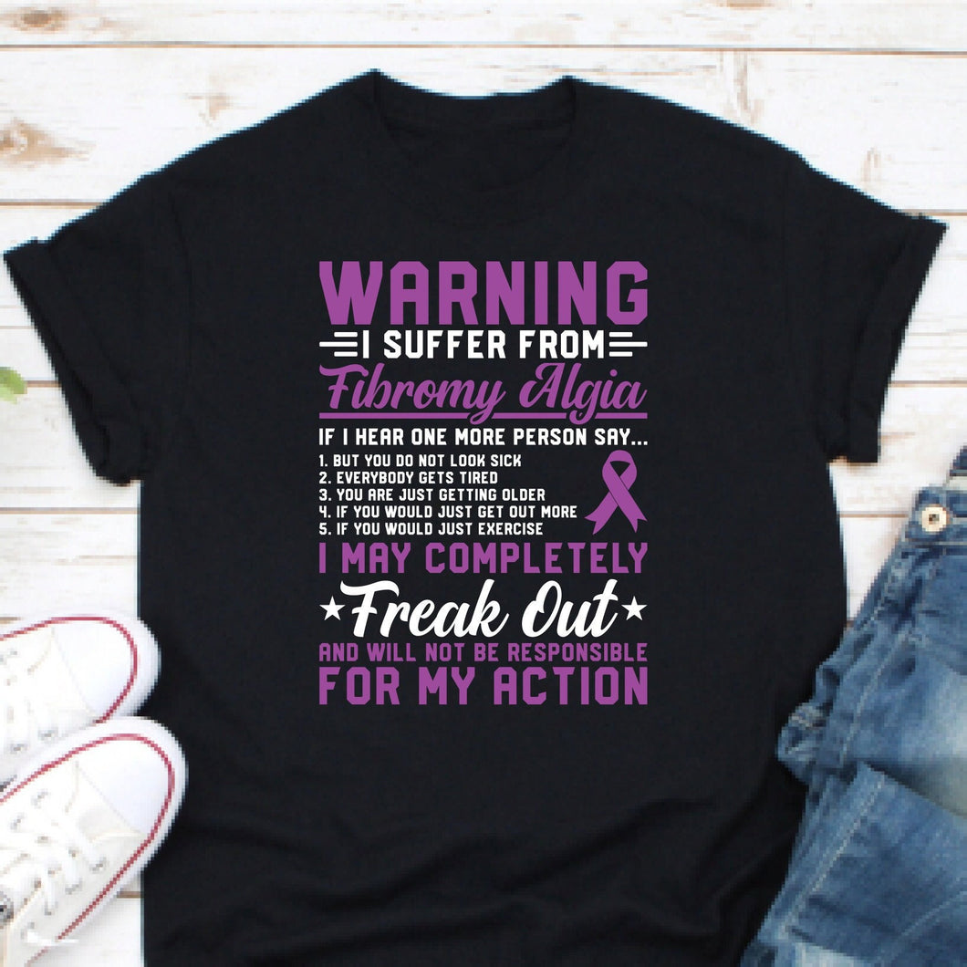 Warning I Suffer From Fibromyalgia Shirt, Fibromyalgia Awareness Shirt, Fibromyalgia Ribbon Shirt, Fibro Shirt