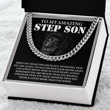 Load image into Gallery viewer, To My Amazing Step Son Necklace, Stepson Gift, Stepson Birthday Gift, Cuban Link Chain For Stepson
