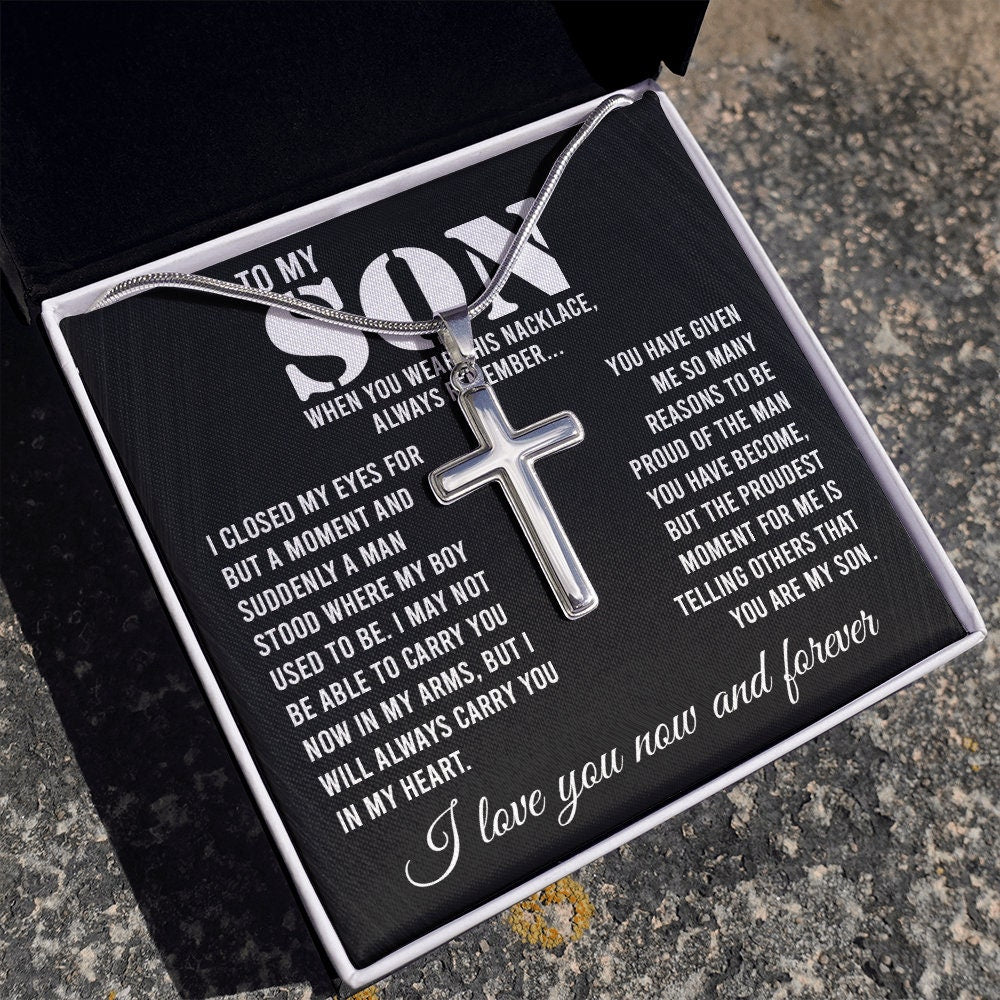 To My Son I Love You Now And Forever Necklace, Mother To Son, Son Birthday, Sentimental Son Gift
