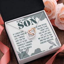 Load image into Gallery viewer, To My Bonus Son Necklace, Graduation Gifts For Bonus Son, Bonus Son Interlocking Heart Necklace
