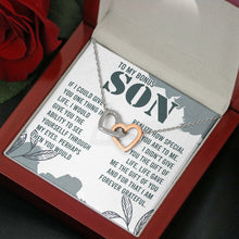 Load image into Gallery viewer, To My Bonus Son Necklace, Graduation Gifts For Bonus Son, Bonus Son Interlocking Heart Necklace
