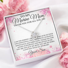 Load image into Gallery viewer, To My Marine Mom Thank You For All You Do Necklace, Proud Marine Mom Necklace, Military Mom Gift
