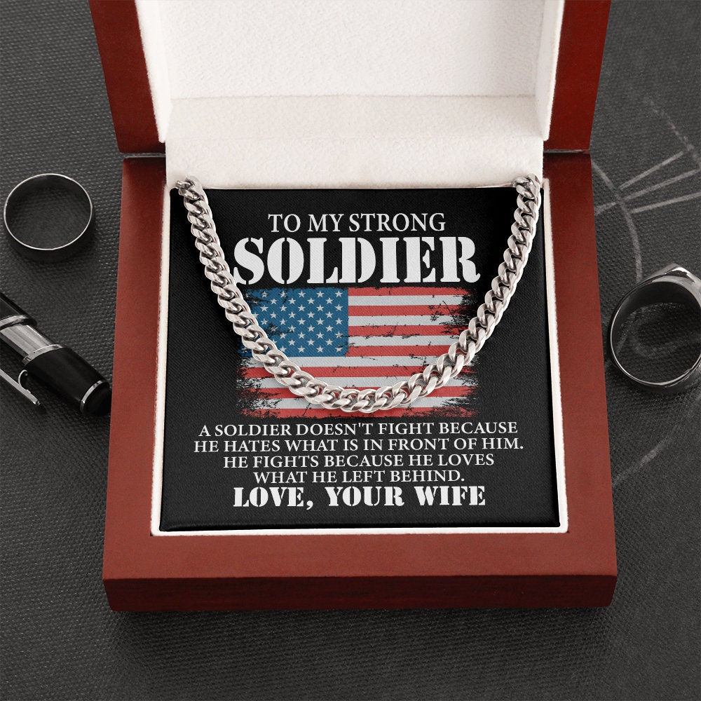 To My Strong Soldier Love, Your Wife Necklace, For Soldier Husband, Military Husband Jewelry