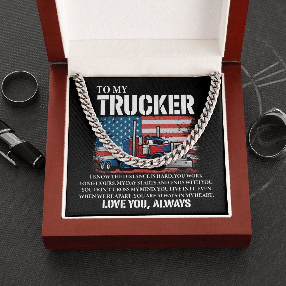 To My Trucker Love You Always Necklace, Trucker Gift, Truck Driver Necklace,  Semi Trucker Gift