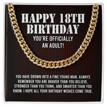 Load image into Gallery viewer, Happy 18th Birthday You&#39;re Officially An Adult Necklace, 18 Year Old Gift, 18 Birthday Gift
