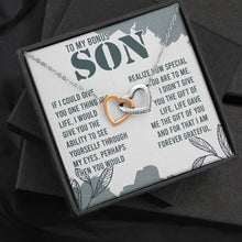 Load image into Gallery viewer, To My Bonus Son Necklace, Graduation Gifts For Bonus Son, Bonus Son Interlocking Heart Necklace
