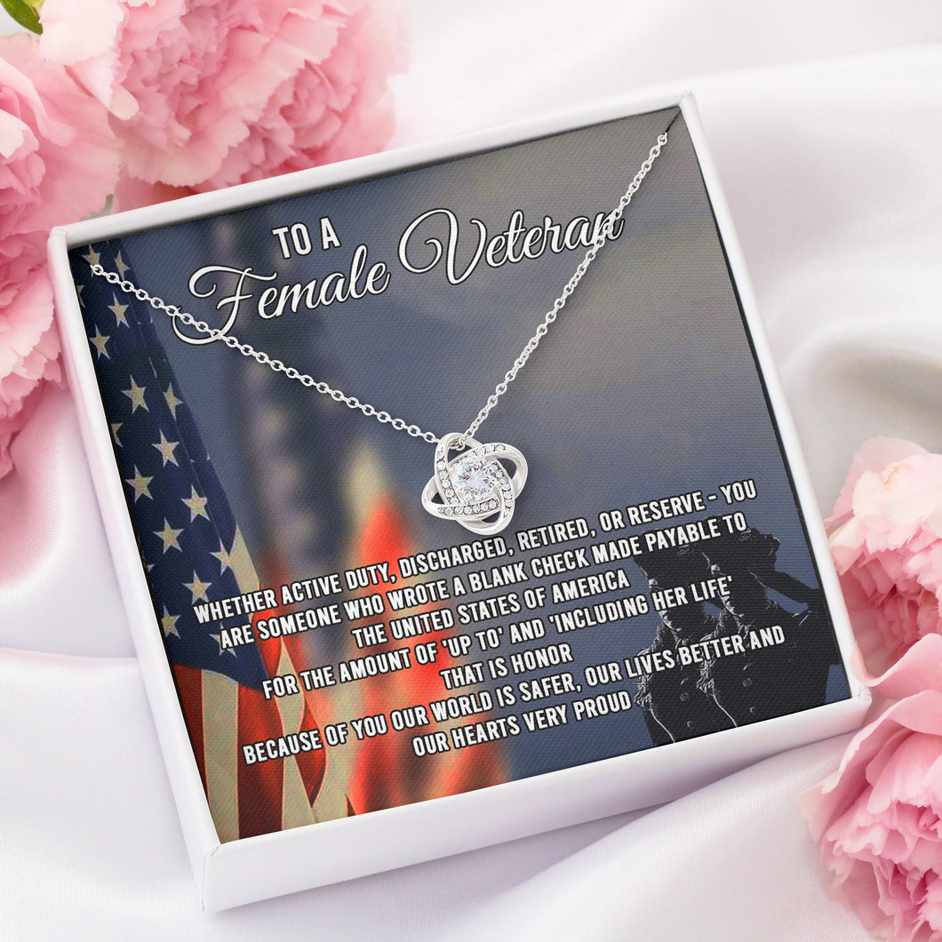 To A Female Veteran Necklace, Female Veteran Gift, Retirement Army Present, To Female Soldier