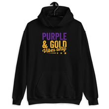Load image into Gallery viewer, Purple &amp; Gold Vibes Only Shirt, Team Colors Shirt, College Sports Fan Shirt, Game Day Group Shirt
