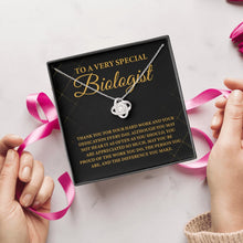 Load image into Gallery viewer, To A Very Special Biologist Necklace, Biologist Appreciation Gift, Biology Professor Shirt
