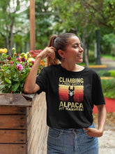 Load image into Gallery viewer, Climbing You Say Alpaca My Harness Shirt, Alpacas Animal Climb Lover Shirt, Rock Boulder Shirt
