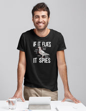 Load image into Gallery viewer, If It Flies It Spies Shirt, Camera Bird Shirt, Birds Watcher Shirt, Pigeon Anatomy Shirt, Spy Bird Shirt
