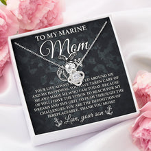 Load image into Gallery viewer, To My Marine Mom Love Necklace, Love Knot From Your Son, Gift For Military Mom, Marine Mom Jewelry
