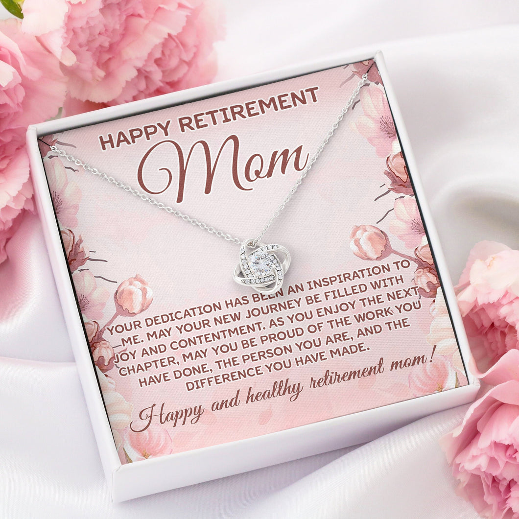 Happy Retirement Mom Necklace, Happy Retirement Party, Love Knot For Retired Mom