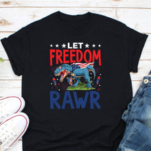 Load image into Gallery viewer, Let Freedom Rawr Kids Toddlers Shirt, 4th Of July Shirt For Kids, 4th Of July Shirt For Boys Girls
