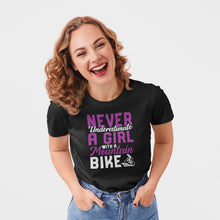 Load image into Gallery viewer, Never Underestimate A Girl With A Mountain Bike Shirt, Mountain Biker Shirt, Girl Biker Shirt, Biking Shirt
