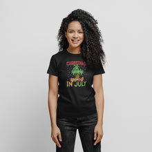 Load image into Gallery viewer, Christmas In July Shirt, Palm Tree Summer Vacation Shirt, Hello Summer Shirt, Summer Santa Shirt
