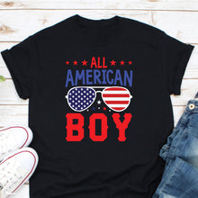 Load image into Gallery viewer, All American Boy Shirt, Boys 4th Of July Shirt, American Flag Sunglass Shirt, Memorial Day Shirt
