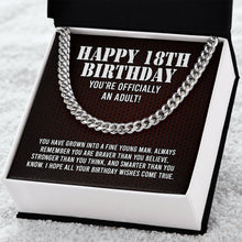 Load image into Gallery viewer, Happy 18th Birthday You&#39;re Officially An Adult Necklace, Friend 18th Birthday,18 Birthday Gift
