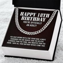 Load image into Gallery viewer, Happy 18th Birthday You&#39;re Officially An Adult Necklace, 18 Year Old Gift, 18 Birthday Gift

