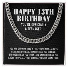 Load image into Gallery viewer, Happy 13th Birthday You&#39;re Officially A Teenager Necklace, 13th Birthday Gift
