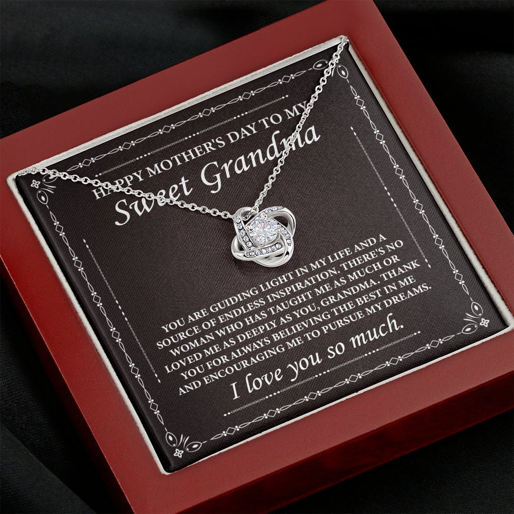 Happy Mother's Day To My Sweet Grandma Necklace, Grandma Necklace Gift, Message Card From Granddaughter