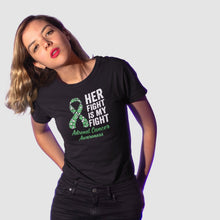 Load image into Gallery viewer, Her Fight Is My Fight Adrenal Cancer Awareness Shirt, Adrenal Cancer Warrior, Green Ribbon Shirt, Cortisol Cancer Tee
