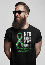 Load image into Gallery viewer, Her Fight Is My Fight Adrenal Cancer Awareness Shirt, Adrenal Cancer Warrior, Green Ribbon Shirt, Cortisol Cancer Tee
