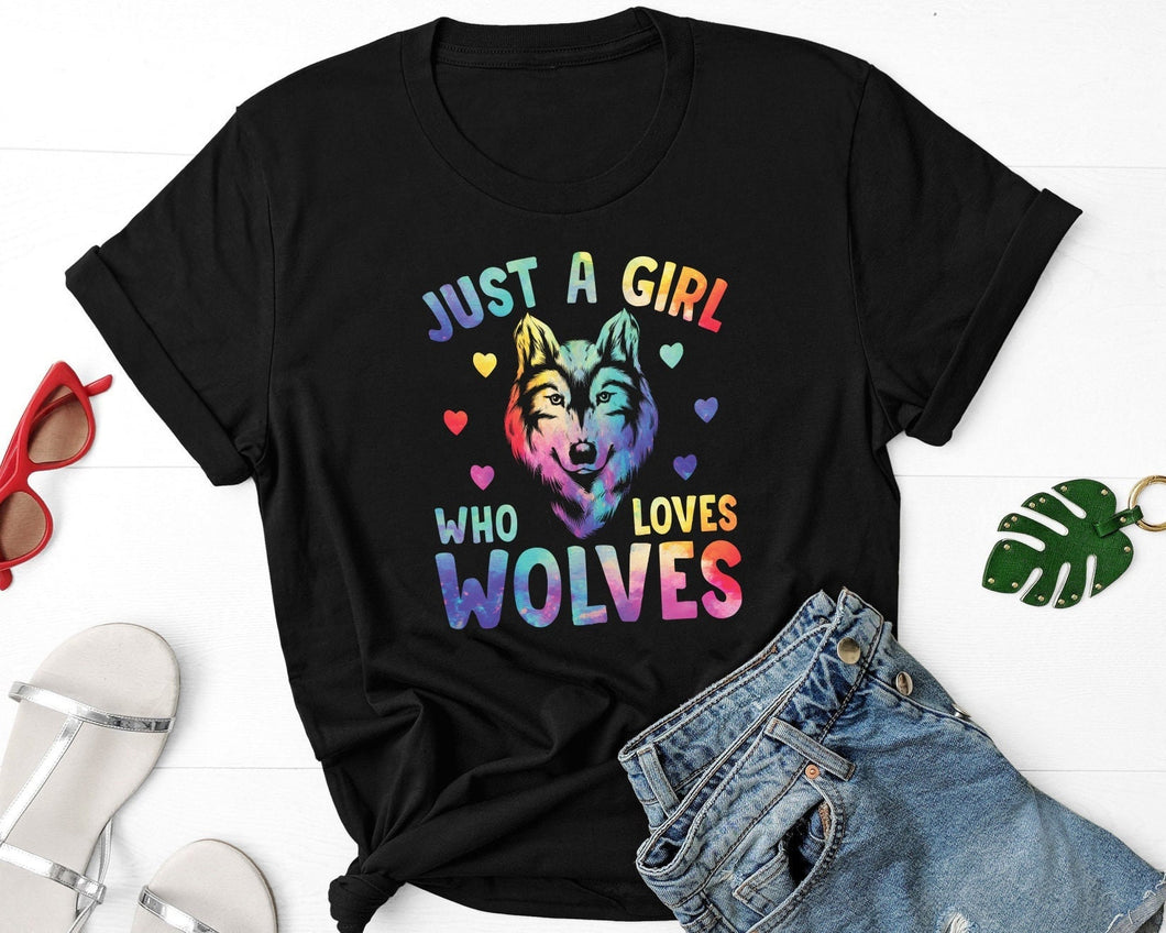 Just A Girl Who Loves Wolves Shirt, Wolf Lover Shirt, Wolf Girl Shirt, Animal Wolfdog Shirt