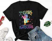 Load image into Gallery viewer, Just A Girl Who Loves Penguins shirt, Penguin Lover Shirt, Penguin Girl Shirt, I Love Penguin Shirt
