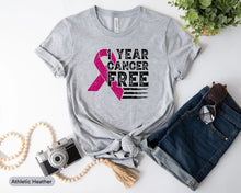 Load image into Gallery viewer, 1 Year Cancer Free Shirt, Breast Cancer Survivor Shirt, Breast Cancer Awareness Shirt, Pink Ribbon Shirt
