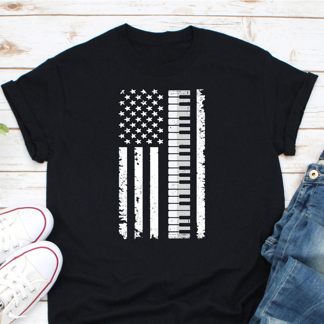 Piano American Flag Shirt, Pianist USA Shirt, Piano Lover Shirt, Piano Student Shirt, Piano Music Shirt