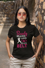 Load image into Gallery viewer, Beauty Brains And A Black Belt Shirt, Female Taekwondo Shirt, Karate Instructor Shirt, Karate Coach
