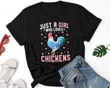 Load image into Gallery viewer, Kids Just A Girl Who Loves Chickens Shirt, Chicken Farmer Shirt, Chicken Lady Shirt, Chicken Shirt
