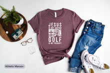 Load image into Gallery viewer, Jesus Is My Savior Golf Is My Therapy Shirt, Golfer Shirt, Golfing Sport Shirt, Golf Player Shirt
